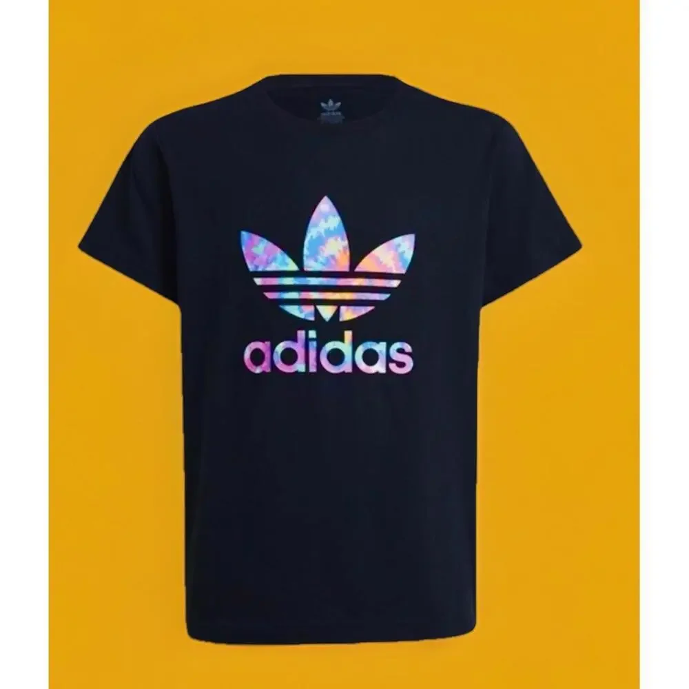 $26 NWT Adidas Originals Tie-Dye Trefoil Kids T -Shirt Sz Medium